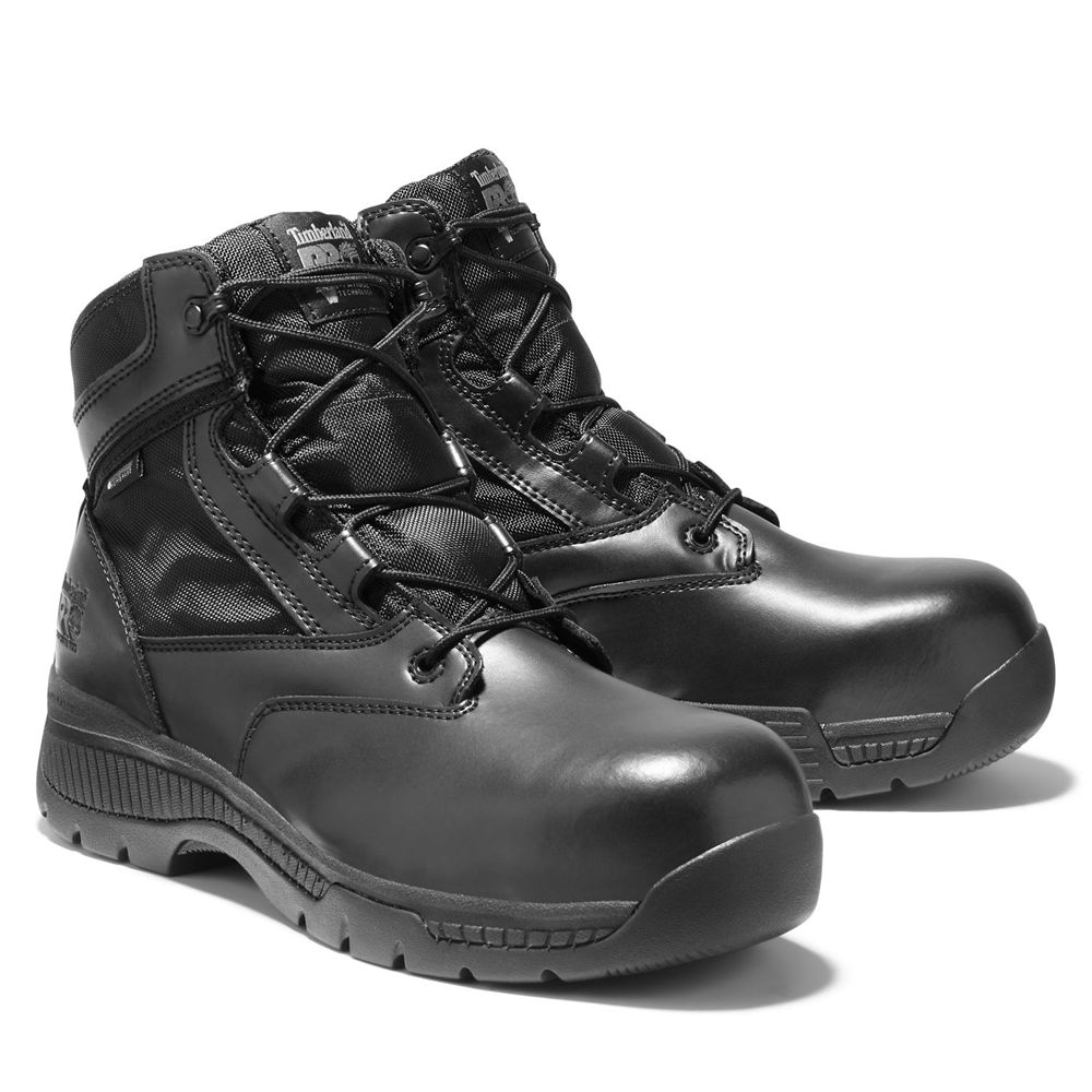 Timberland Pro Μποτακια Ανδρικα Μαυρα - Valor™ Duty 6\" Side-Zip Comp Toe - Greece 5972068-GD